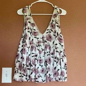 American Eagle Velvet Lined V-neck Floral Tank